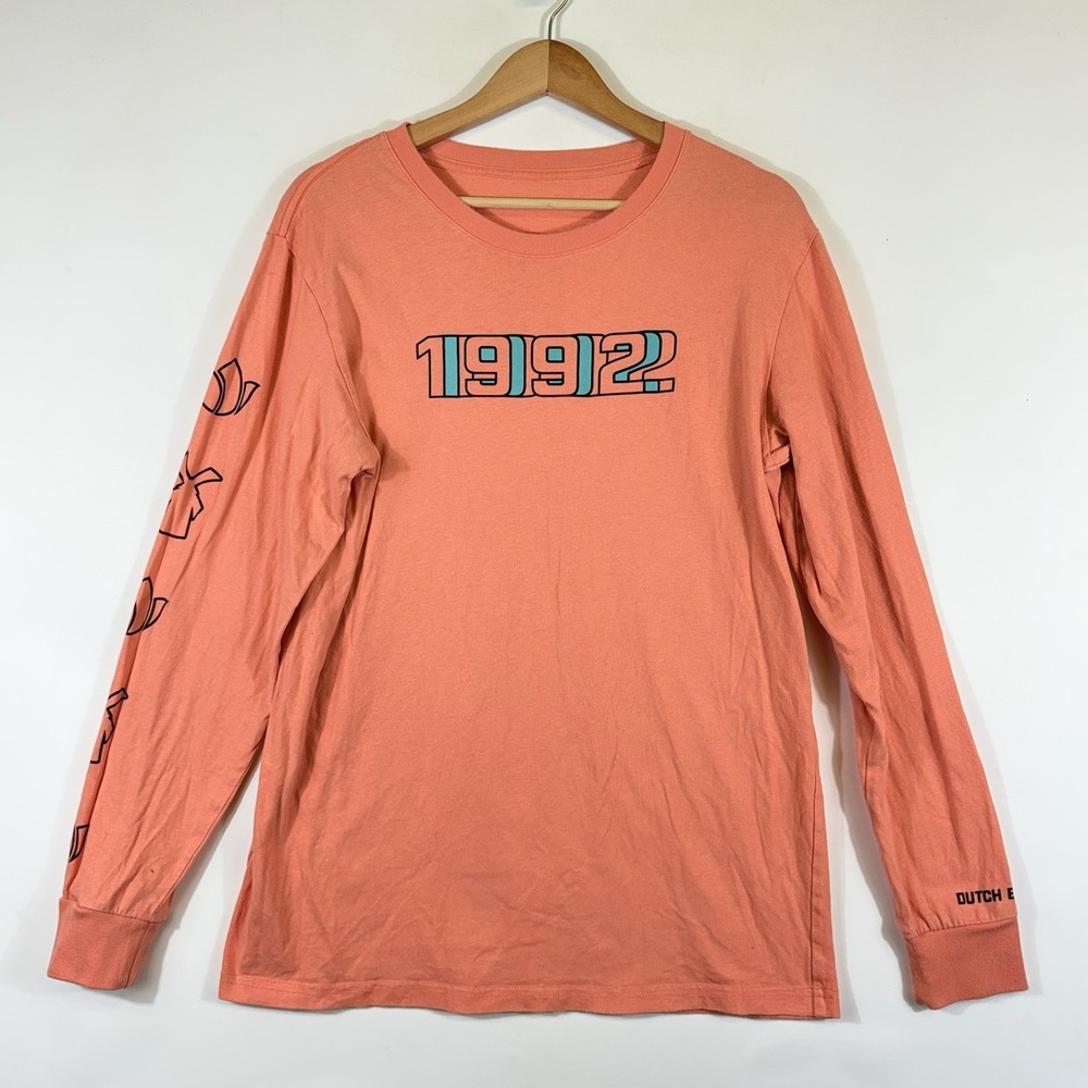 Dutch Bros Brothers PNW Shirt Adult Large Peach‎ 1992 Logo Long Sleeve Top